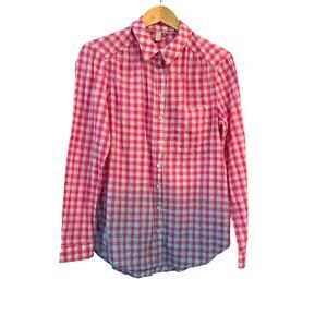 Pilcro Deb Gingham Button Shirt Size S Cotton Long Sleeve